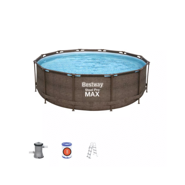 Une piscine tubulaire ronde imitation bois avec filtre à cartouche Cette piscine ronde Power Steel Pro Frame de 3,66 mètres de diamètre est équipée d'un système de filtration à cartouche. Avec un filtre à cartouche, la filtration se fait rapidement et s'adapte à la petite taille de la piscine. Une piscine fabriquée en Tritech : robuste et durable La piscine est fabriquée en Tri-Tech, un matériau composé de 3 couches : 2 couches de PVC laminé qui renferment un maillage synthétique intercalé de polyester, garantissant une résistance et une durabilité supérieure. Ce matériau de première qualité utilisé pour la conception des piscines hors-sol Bestway est également traité anti-UV et peut supporter des conditions extrêmes dont l'exposition au chlore. De plus, il a été testé pour résister à la pression d'un volume d'eau très important.