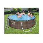 Une piscine tubulaire ronde imitation bois avec filtre à cartouche Cette piscine ronde Power Steel Pro Frame de 3,66 mètres de diamètre est équipée d'un système de filtration à cartouche. Avec un filtre à cartouche, la filtration se fait rapidement et s'adapte à la petite taille de la piscine. Une piscine fabriquée en Tritech : robuste et durable La piscine est fabriquée en Tri-Tech, un matériau composé de 3 couches : 2 couches de PVC laminé qui renferment un maillage synthétique intercalé de polyester, garantissant une résistance et une durabilité supérieure. Ce matériau de première qualité utilisé pour la conception des piscines hors-sol Bestway est également traité anti-UV et peut supporter des conditions extrêmes dont l'exposition au chlore. De plus, il a été testé pour résister à la pression d'un volume d'eau très important.