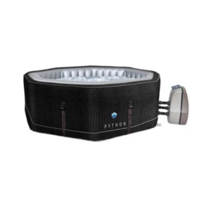 Voici le spa gonflable PYTHON, conçu par NetSpa, il possède un design octogonale. Idéal pour 5 personnes. Son habillage en similicuir noir mat au motif croco recouvrant l'extérieur, cela ajoute une touche d'élégance et de design à votre spa.