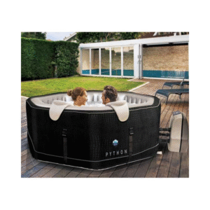 Voici le spa gonflable PYTHON, conçu par NetSpa, il possède un design octogonale. Idéal pour 5 personnes. Son habillage en similicuir noir mat au motif croco recouvrant l'extérieur, cela ajoute une touche d'élégance et de design à votre spa.