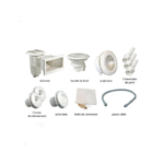Kit pièces à sceller blanches piscines liner - N°1 Vous planifiez la construction d'une piscine ? Optez pour un kit de pièces à sceller adapté à votre configuration ! Prévu pour des piscines liner de dimensions maximales 8 x 4 m, cet ensemble est constitué de toutes les pièces à sceller nécessaires à la bonne circulation de l'eau.