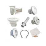 Kit pièces à sceller blanches piscines liner - N°1 Vous planifiez la construction d'une piscine ? Optez pour un kit de pièces à sceller adapté à votre configuration ! Prévu pour des piscines liner de dimensions maximales 8 x 4 m, cet ensemble est constitué de toutes les pièces à sceller nécessaires à la bonne circulation de l'eau.